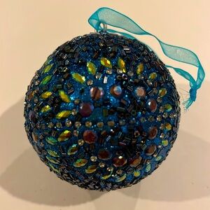 NEW Beaded Blue Christmas Tree Ornament 3”